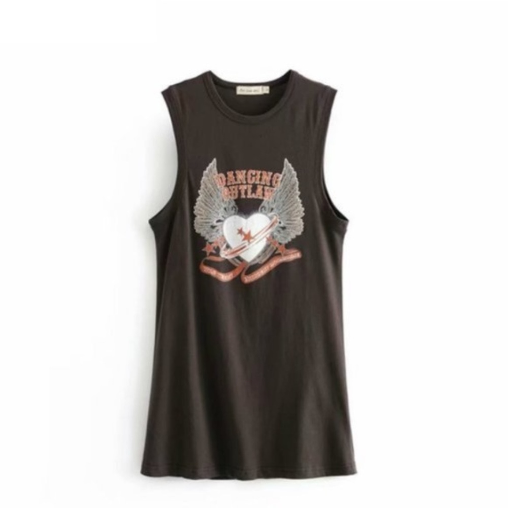 Boho Dancing Outlaw Graphic Heart wings Tank Dress - Picture 7 of 9